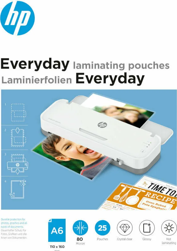 HP Everyday 9156 Ζελατίνες Πλαστικοποίησης Γυαλιστερές A6 80 microns 25τμχ HP Everyday 9156 Ζελατίνες Πλαστικοποίησης Γυαλιστερές A6 80 microns 25τμχ - Image 1