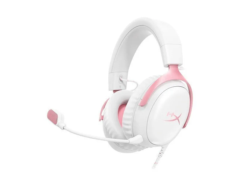 HyperX Cloud III Over Ear Gaming Headset με σύνδεση USB / 3.5mm Λευκό/Ροζ HyperX Cloud III Over Ear Gaming Headset με σύνδεση USB / 3.5mm Λευκό/Ροζ - Image 1