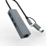 Inca USB-A / USB-C Docking Station με Ethernet Γκρι (IUTP-03TX)