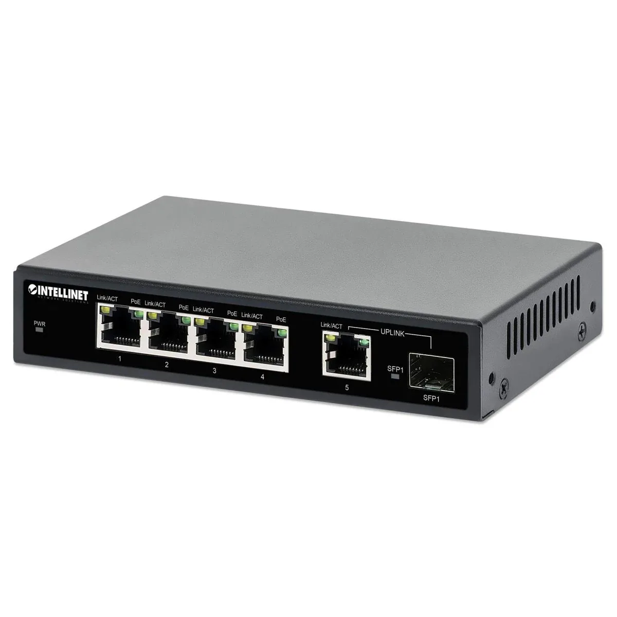 Intellinet 1SFP91W Unmanaged L2 PoE+ Switch με 4 Θύρες Gigabit (1Gbps) Ethernet και 1 SFP Θύρα Intellinet 1SFP91W Unmanaged L2 PoE+ Switch με 4 Θύρες Gigabit (1Gbps) Ethernet και 1 SFP Θύρα - Image 1