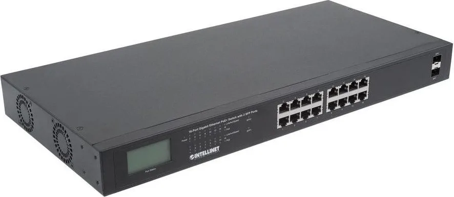 Intellinet LCD Screen Unmanaged L2 PoE+ Switch με 24 Θύρες Gigabit (1Gbps) Ethernet και 2 SFP Θύρες Intellinet LCD Screen Unmanaged L2 PoE+ Switch με 24 Θύρες Gigabit (1Gbps) Ethernet και 2 SFP Θύρες - Image 1