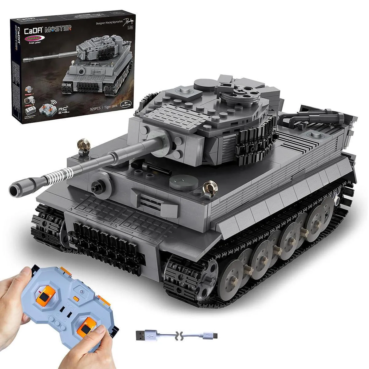 Jamara 402894 Cada Panzer Tiger 1:35 Σετ Δομικών Τετραγώνων 925 Κομμάτια Γκρι Τηλεχειριστό Δεξαμενή Jamara 402894 Cada Panzer Tiger 1:35 Σετ Δομικών Τετραγώνων 925 Κομμάτια Γκρι Τηλεχειριστό Δεξαμενή - Image 1