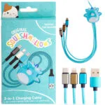 Jazwares Regular USB to Type-C / micro USB / Lightning Cable 2A Τιρκουάζ 1.2m (B04414)