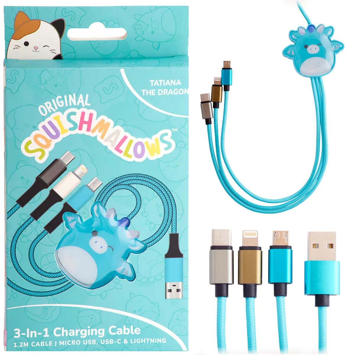 Jazwares Regular USB to Type-C / micro USB / Lightning Cable 2A Τιρκουάζ 1.2m (B04414) Jazwares Regular USB to Type-C / micro USB / Lightning Cable 2A Τιρκουάζ 1.2m (B04414) - Image 1
