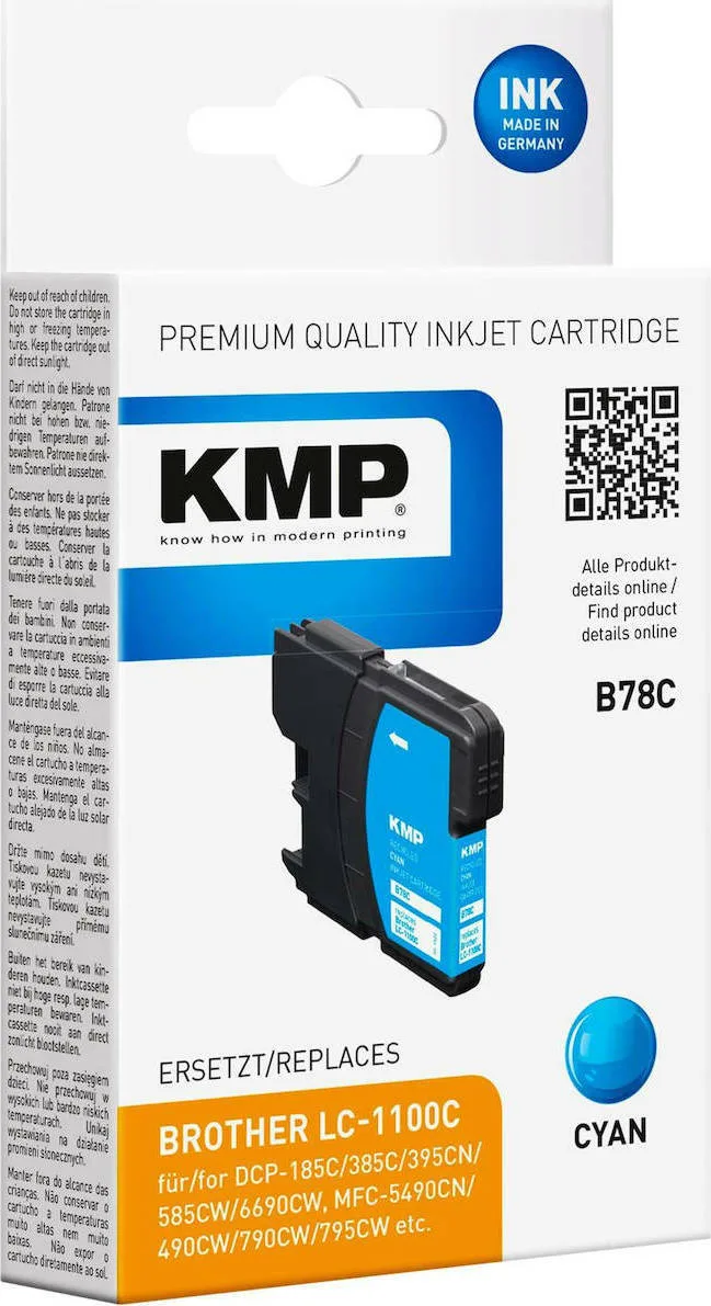 KMP B78C Συμβατό Μελάνι Εκτυπωτή InkJet Brother Κυανό 1τμχ 1522,4803 KMP B78C Συμβατό Μελάνι Εκτυπωτή InkJet Brother Κυανό 1τμχ 1522,4803 - Image 1