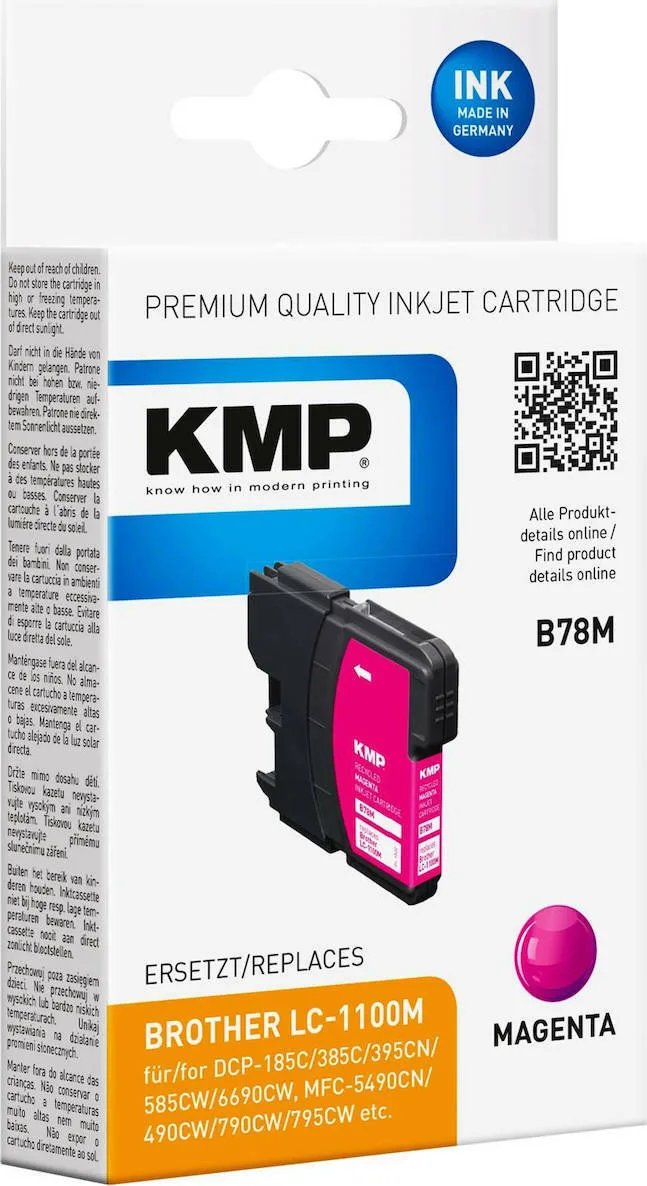 KMP B78M Συμβατό Μελάνι Εκτυπωτή InkJet Brother Ματζέντα 1τμχ 1522,4806 KMP B78M Συμβατό Μελάνι Εκτυπωτή InkJet Brother Ματζέντα 1τμχ 1522,4806 - Image 1