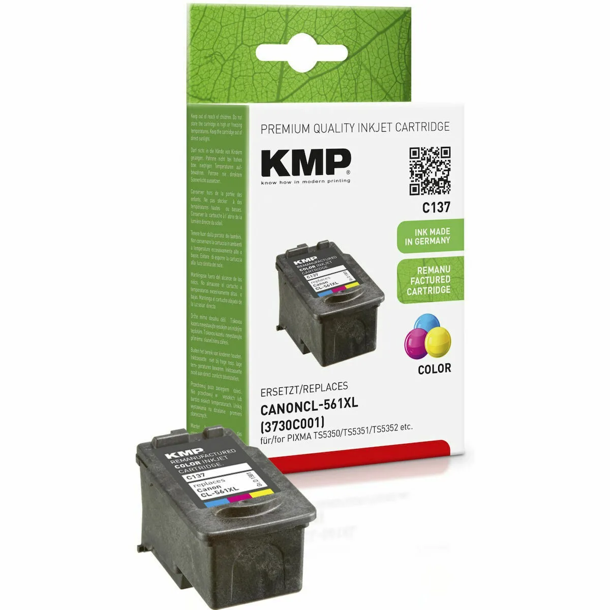 KMP C137 Συμβατό Μελάνι Εκτυπωτή InkJet Canon CL-561 XL Πολλαπλό (Color) 1τμχ 1581,4030 KMP C137 Συμβατό Μελάνι Εκτυπωτή InkJet Canon CL-561 XL Πολλαπλό (Color) 1τμχ 1581,4030 - Image 1