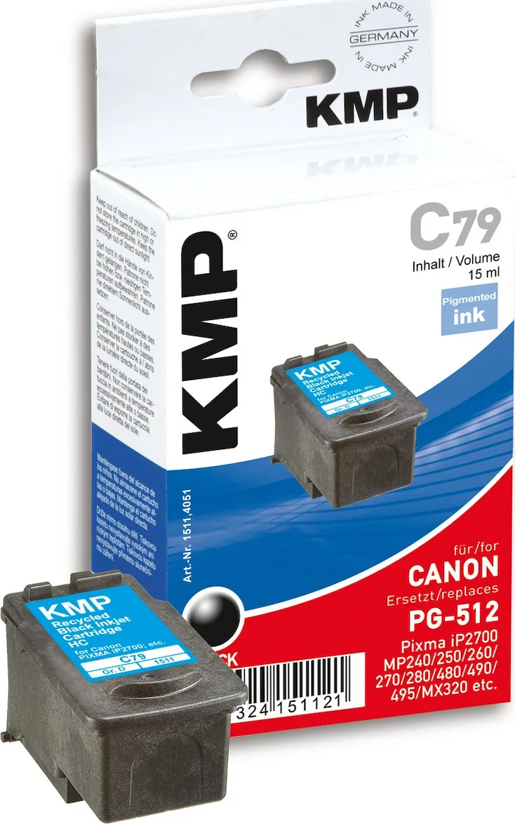 KMP C79 Συμβατό Μελάνι Εκτυπωτή InkJet Canon PG-512 Μαύρο 1τμχ 1511,4051 KMP C79 Συμβατό Μελάνι Εκτυπωτή InkJet Canon PG-512 Μαύρο 1τμχ 1511,4051 - Image 1