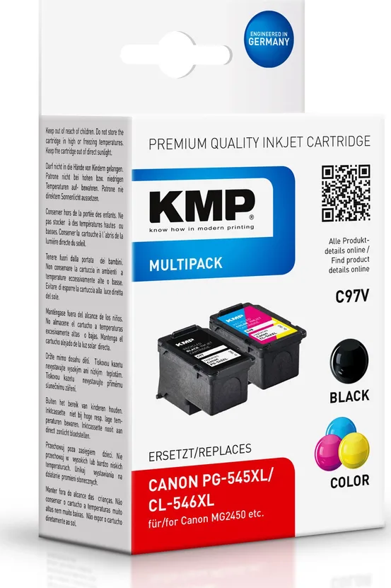 KMP C97V Πακέτο Συμβατών Μελανιών Εκτυπωτή InkJet Canon PG-545/CL-546 XL Πολλαπλό (Color) / Μαύρο 2τμχ 1562,4005 KMP C97V Πακέτο Συμβατών Μελανιών Εκτυπωτή InkJet Canon PG-545/CL-546 XL Πολλαπλό (Color) / Μαύρο 2τμχ 1562,4005 - Image 1