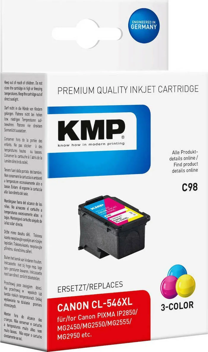 KMP C98 Συμβατό Μελάνι Εκτυπωτή InkJet Canon CL-546XL Πολλαπλό (Color) 1τμχ 15634030 KMP C98 Συμβατό Μελάνι Εκτυπωτή InkJet Canon CL-546XL Πολλαπλό (Color) 1τμχ 15634030 - Image 1
