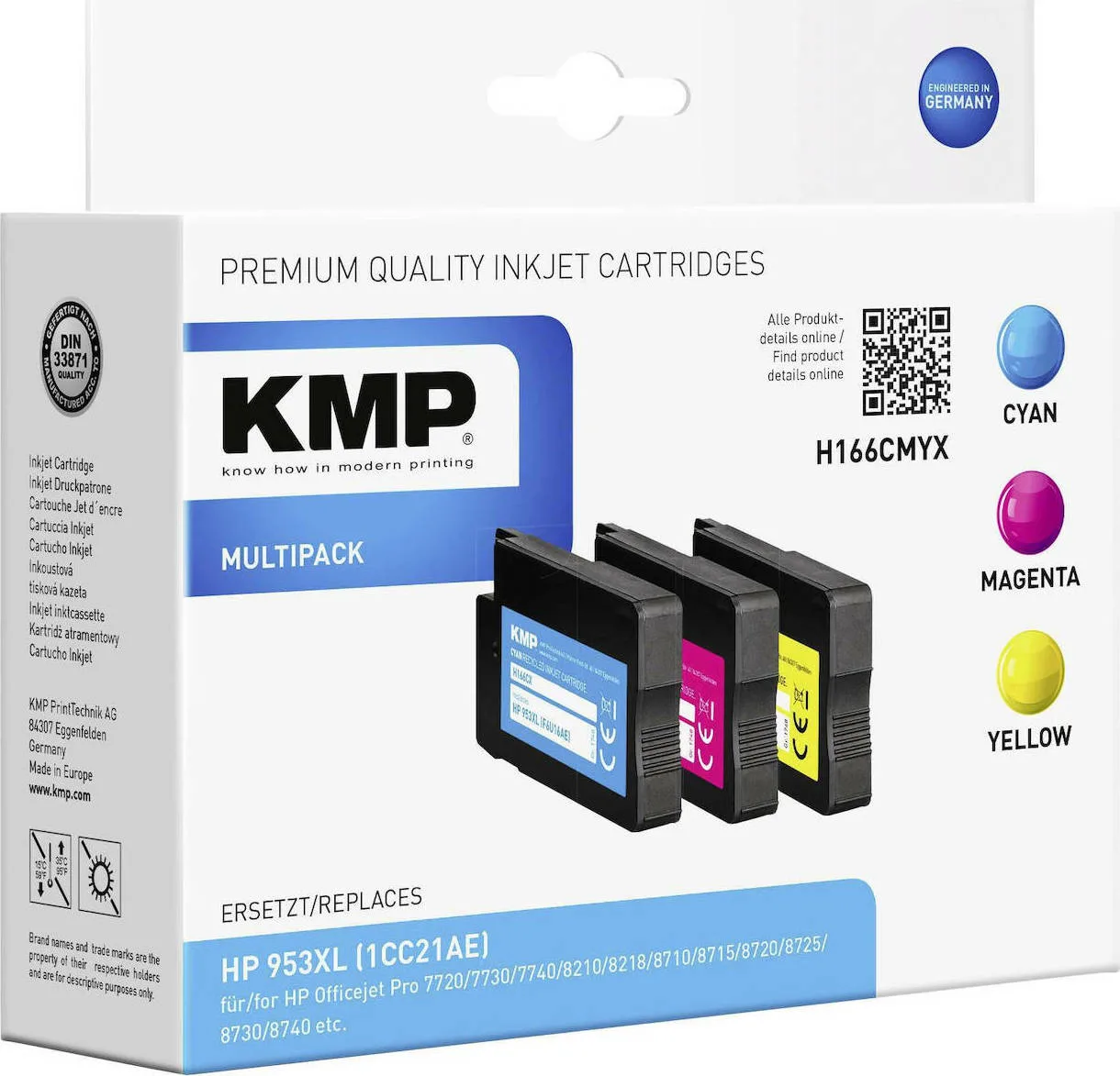KMP H166CMYX Πακέτο Συμβατών Μελανιών Εκτυπωτή InkJet HP 953XL F6U16AE/F6U17AE/F6U18AE Πολλαπλό (Color) KMP H166CMYX Πακέτο Συμβατών Μελανιών Εκτυπωτή InkJet HP 953XL F6U16AE/F6U17AE/F6U18AE Πολλαπλό (Color) - Image 1