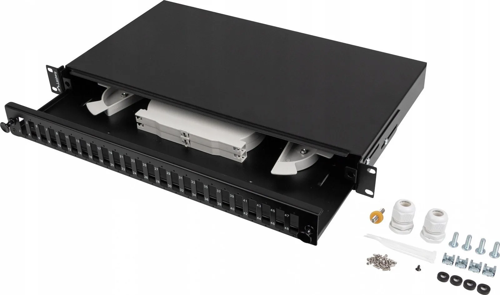 Lanberg Οπτικό Patch Panel για Rack 1U 19" 24 Θυρών Μαύρο FOP1-24SD-LQB Lanberg Οπτικό Patch Panel για Rack 1U 19" 24 Θυρών Μαύρο FOP1-24SD-LQB - Image 1