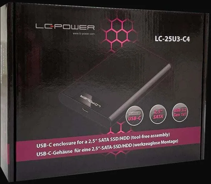 LC-Power Θήκη για Σκληρό Δίσκο 2.5" SATA III με σύνδεση SATA USB 3.2 Type-C LC-25U3-C4 LC-Power Θήκη για Σκληρό Δίσκο 2.5" SATA III με σύνδεση SATA USB 3.2 Type-C LC-25U3-C4 - Image 1