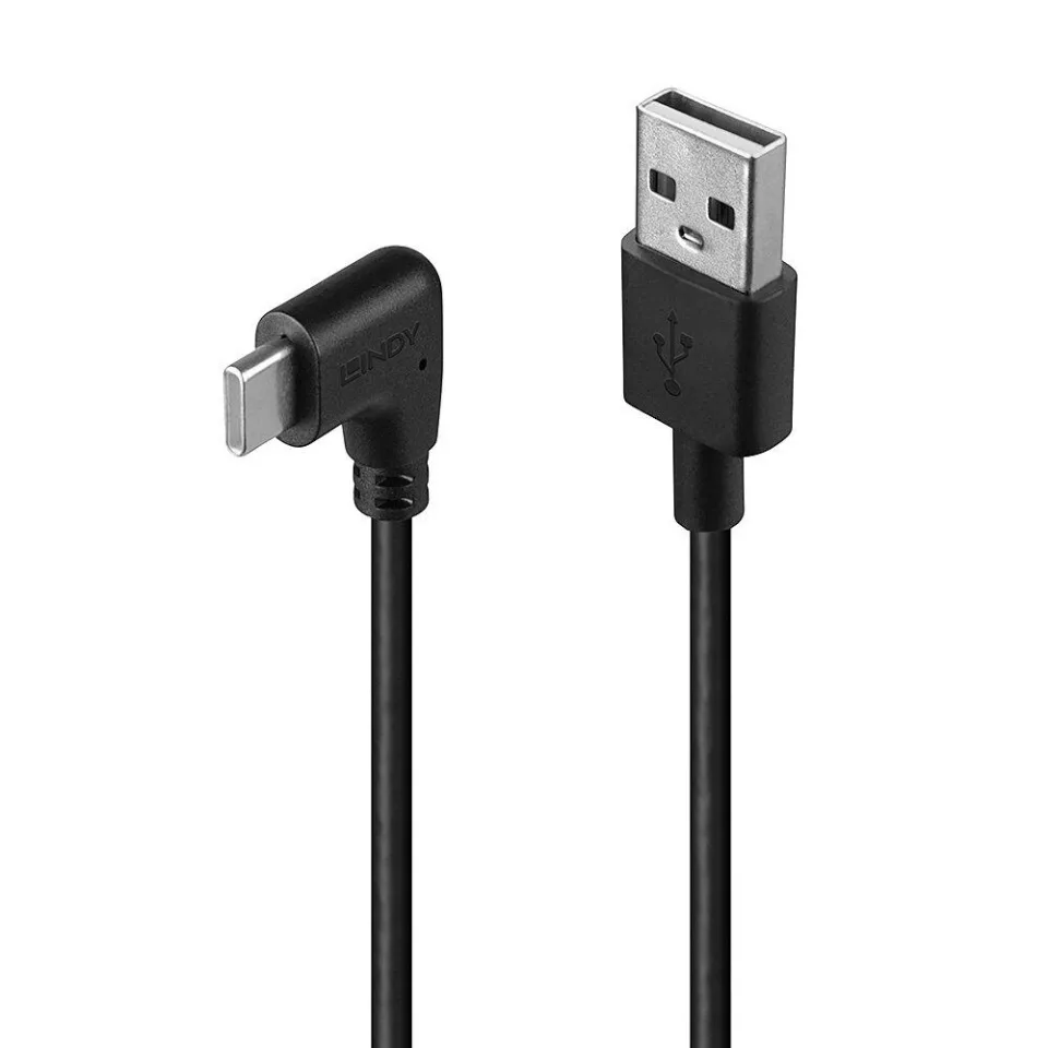 Lindy Angle (90°) USB 2.0 Cable USB-C male - USB-A 15W Μαύρο 1m Lindy Angle (90°) USB 2.0 Cable USB-C male - USB-A 15W Μαύρο 1m - Image 1