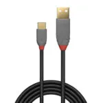 Lindy Anthra Line USB 2.0 Cable USB-C male - USB-A Μαύρο 0.5m 36885