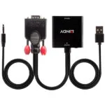 Lindy Μετατροπέας 3.5mm / USB-A / VGA male σε HDMI female 1τμχ 38284