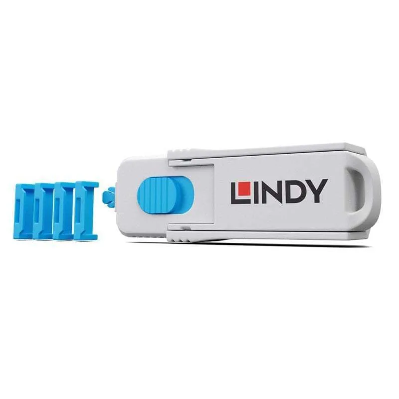 Lindy Port Blocker Hdmi 1 Key + 4 X Blocks Blue Lindy Port Blocker Hdmi 1 Key + 4 X Blocks Blue - Image 1