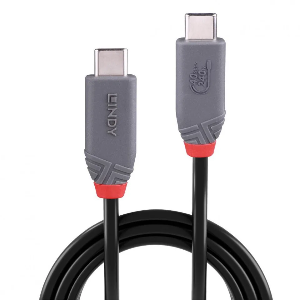 Lindy USB 2.0 Cable USB-C male - USB-C 240W PD Μαύρο 1m Lindy USB 2.0 Cable USB-C male - USB-C 240W PD Μαύρο 1m - Image 1