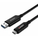 Lindy USB 3.2 Cable USB-C male - USB-A Μαύρο 5m 43397