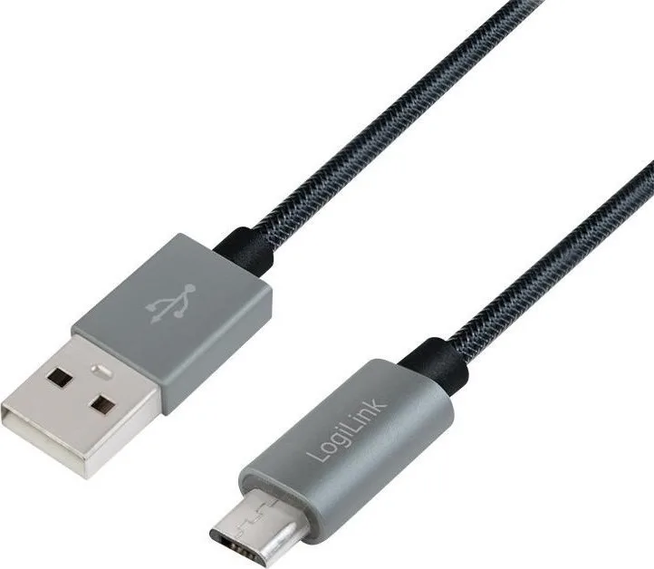 LogiLink Braided USB 2.0 to micro USB Cable Γκρι 1m (CU0132) LogiLink Braided USB 2.0 to micro USB Cable Γκρι 1m (CU0132) - Image 1