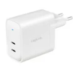 LogiLink Φορτιστής Χωρίς Καλώδιο GaN με 2 Θύρες USB-C 40W Power Delivery Λευκός (PA0282)