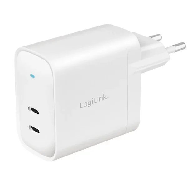 LogiLink Φορτιστής Χωρίς Καλώδιο GaN με 2 Θύρες USB-C 40W Power Delivery Λευκός (PA0282) LogiLink Φορτιστής Χωρίς Καλώδιο GaN με 2 Θύρες USB-C 40W Power Delivery Λευκός (PA0282) - Image 1