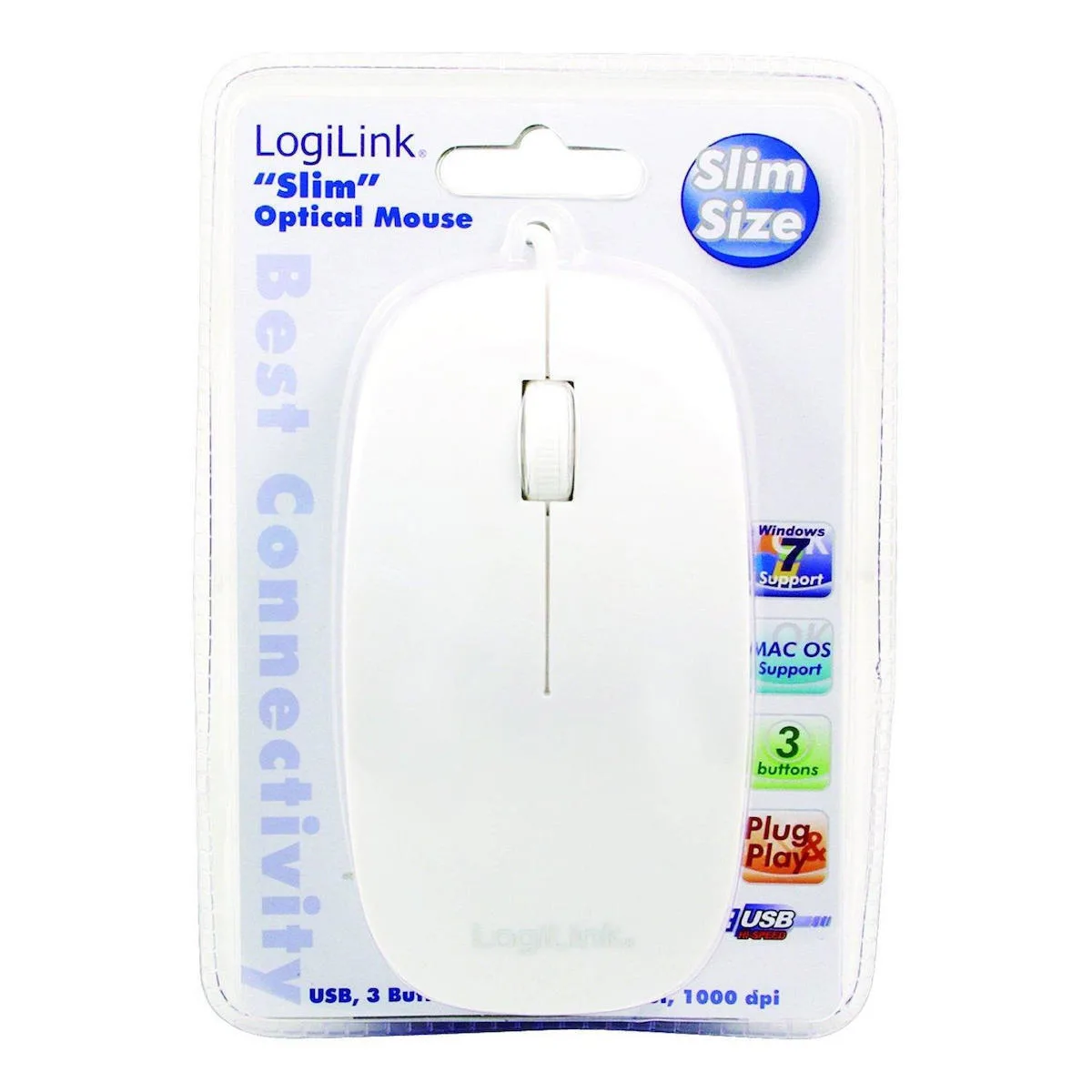 LogiLink Slim Ενσύρματο Ποντίκι Λευκό LogiLink Slim Ενσύρματο Ποντίκι Λευκό - Image 1