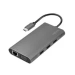 LogiLink USB-C Docking Station με HDMI 4K PD Ethernet και συνδεση 2 Οθονών Ασημί (UA0383)