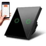 Maclean Energy Χωνευτός Διακόπτης Τοίχου Αφής Wi-Fi Διπλός με Πλαίσιο Μαύρος MCE714B