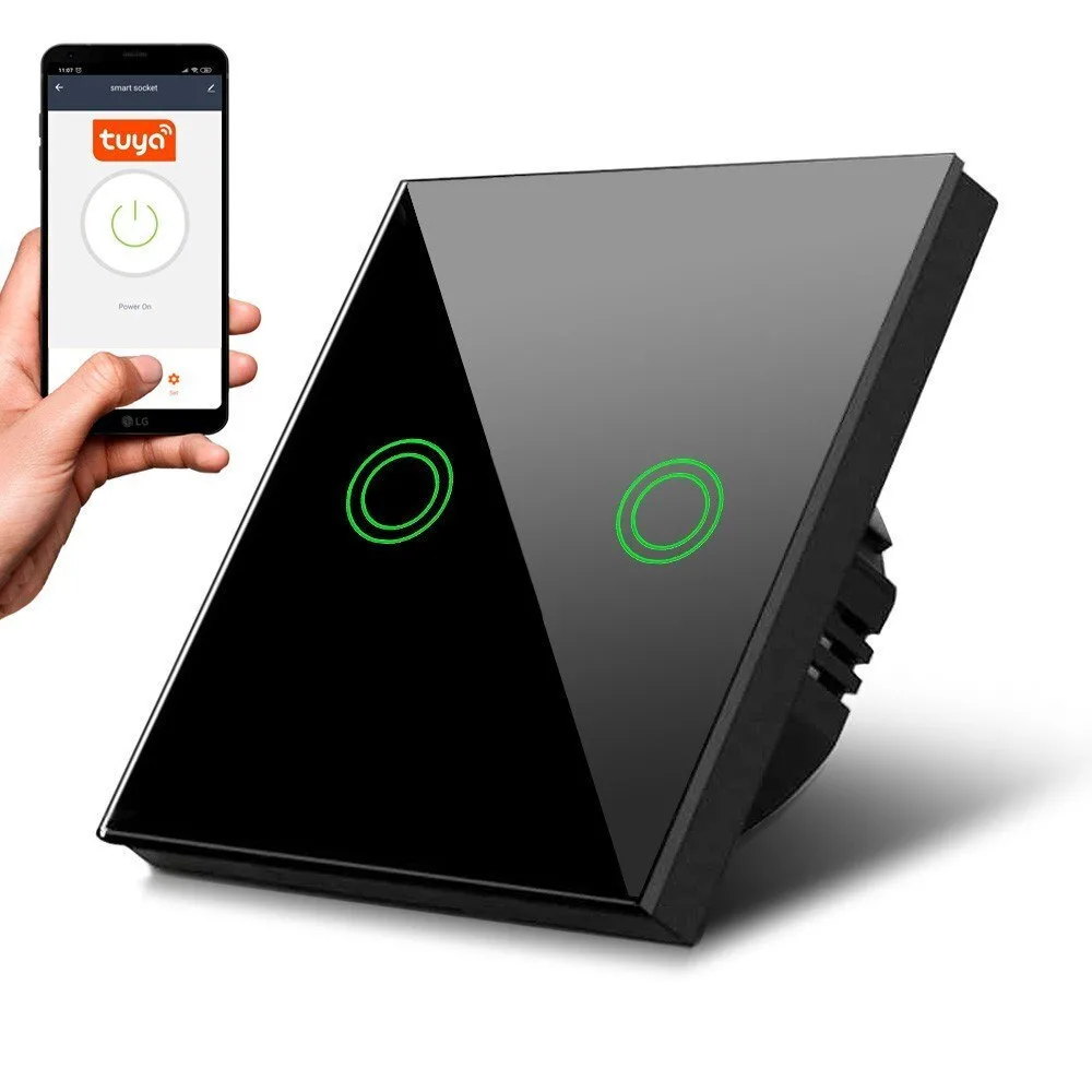 Maclean Energy Χωνευτός Διακόπτης Τοίχου Αφής Wi-Fi Διπλός με Πλαίσιο Μαύρος MCE714B Maclean Energy Χωνευτός Διακόπτης Τοίχου Αφής Wi-Fi Διπλός με Πλαίσιο Μαύρος MCE714B - Image 1