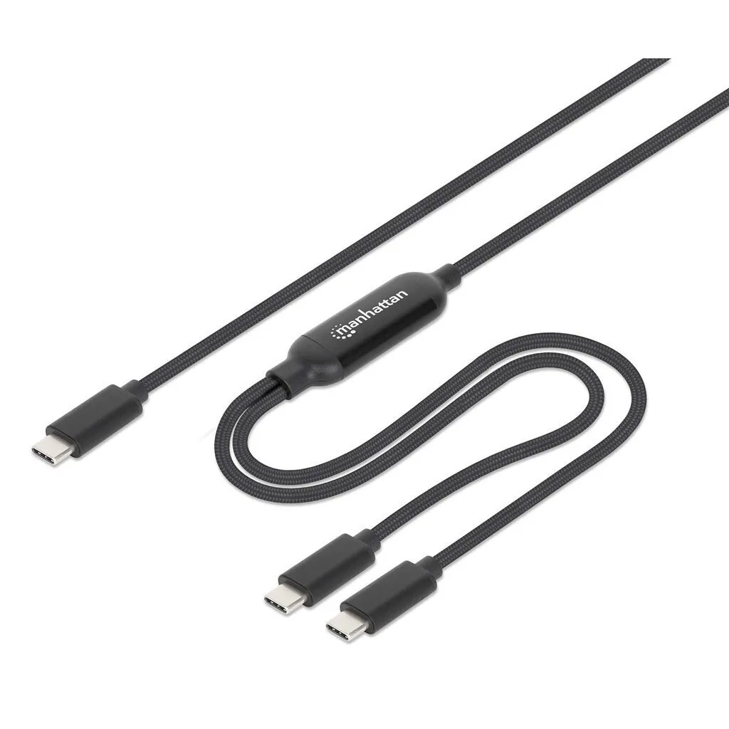 Manhattan Braided USB 2.0 Cable USB-C male - USB-C 100W PD Μαύρο 2m 355810 Manhattan Braided USB 2.0 Cable USB-C male - USB-C 100W PD Μαύρο 2m 355810 - Image 1
