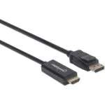 Manhattan Cable DisplayPort male - HDMI male 1m Μαύρο (152662)