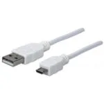 Manhattan Regular USB 2.0 to micro USB Cable Λευκό 1m (216236)