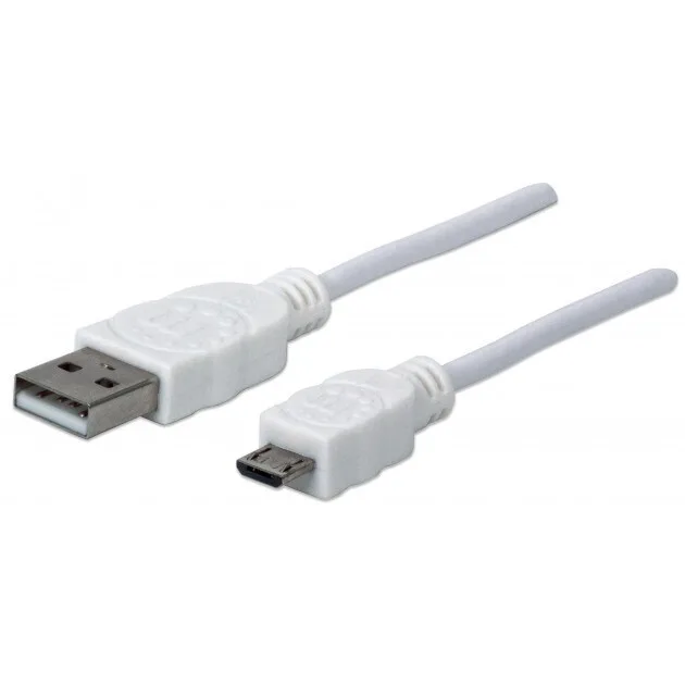 Manhattan Regular USB 2.0 to micro USB Cable Λευκό 1m (216236) Manhattan Regular USB 2.0 to micro USB Cable Λευκό 1m (216236) - Image 1