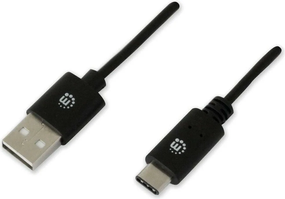 Manhattan USB 2.0 Cable USB-C male - USB-A Μαύρο 3m 216282 Manhattan USB 2.0 Cable USB-C male - USB-A Μαύρο 3m 216282 - Image 1