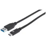 Manhattan USB 3.1 Cable USB-C male - USB-A Μαύρο 1m 216243