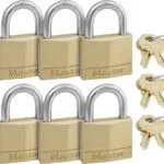 Master Lock 140EURSIX Μπρούτζινο Λουκέτο Πέταλο με Κλειδί 40mm Ασημί 6τμχ 140460112