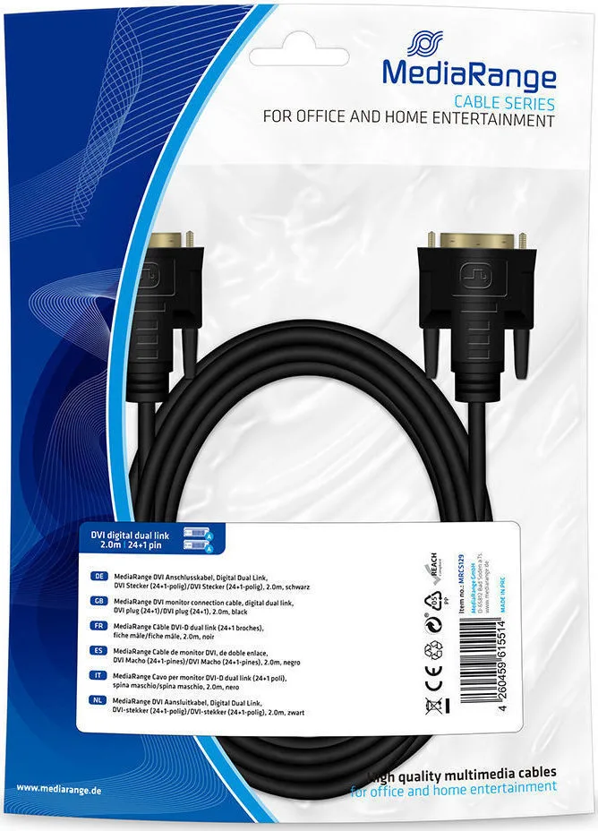MediaRange Cable DVI-D male - DVI-D male 2m (MRCS129) MediaRange Cable DVI-D male - DVI-D male 2m (MRCS129) - Image 1
