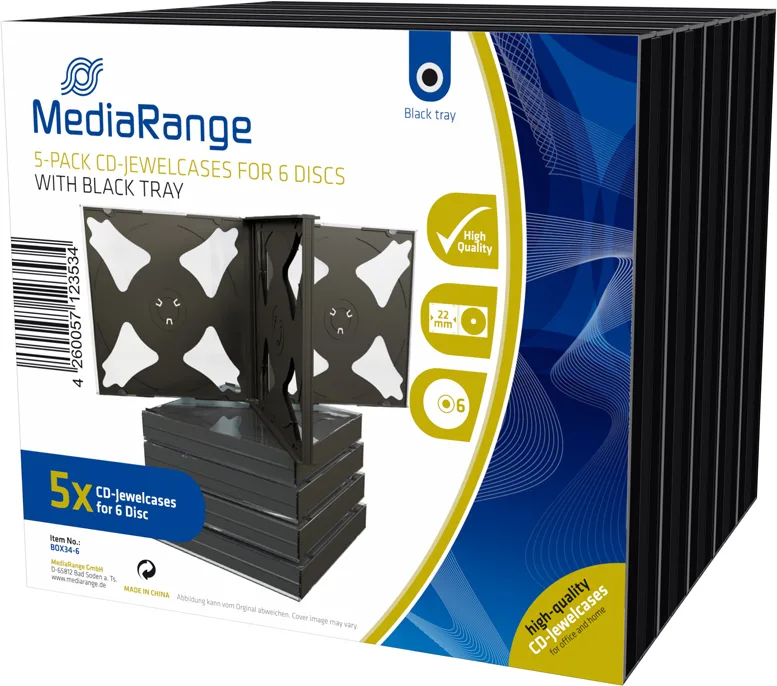 MediaRange CD Box Cd Jewelcase για 6 Δίσκους Μαύρο MRBOX34-6 5τμχ MediaRange CD Box Cd Jewelcase για 6 Δίσκους Μαύρο MRBOX34-6 5τμχ - Image 1