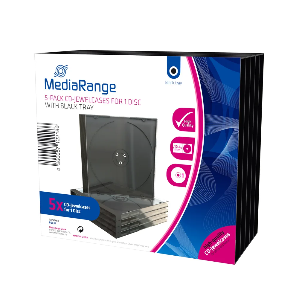 MediaRange CD Box για 1 Δίσκο με Διάφανη Πρόσοψη σε Μαύρο Χρώμα BOX31 5τμχ MediaRange CD Box για 1 Δίσκο με Διάφανη Πρόσοψη σε Μαύρο Χρώμα BOX31 5τμχ - Image 1