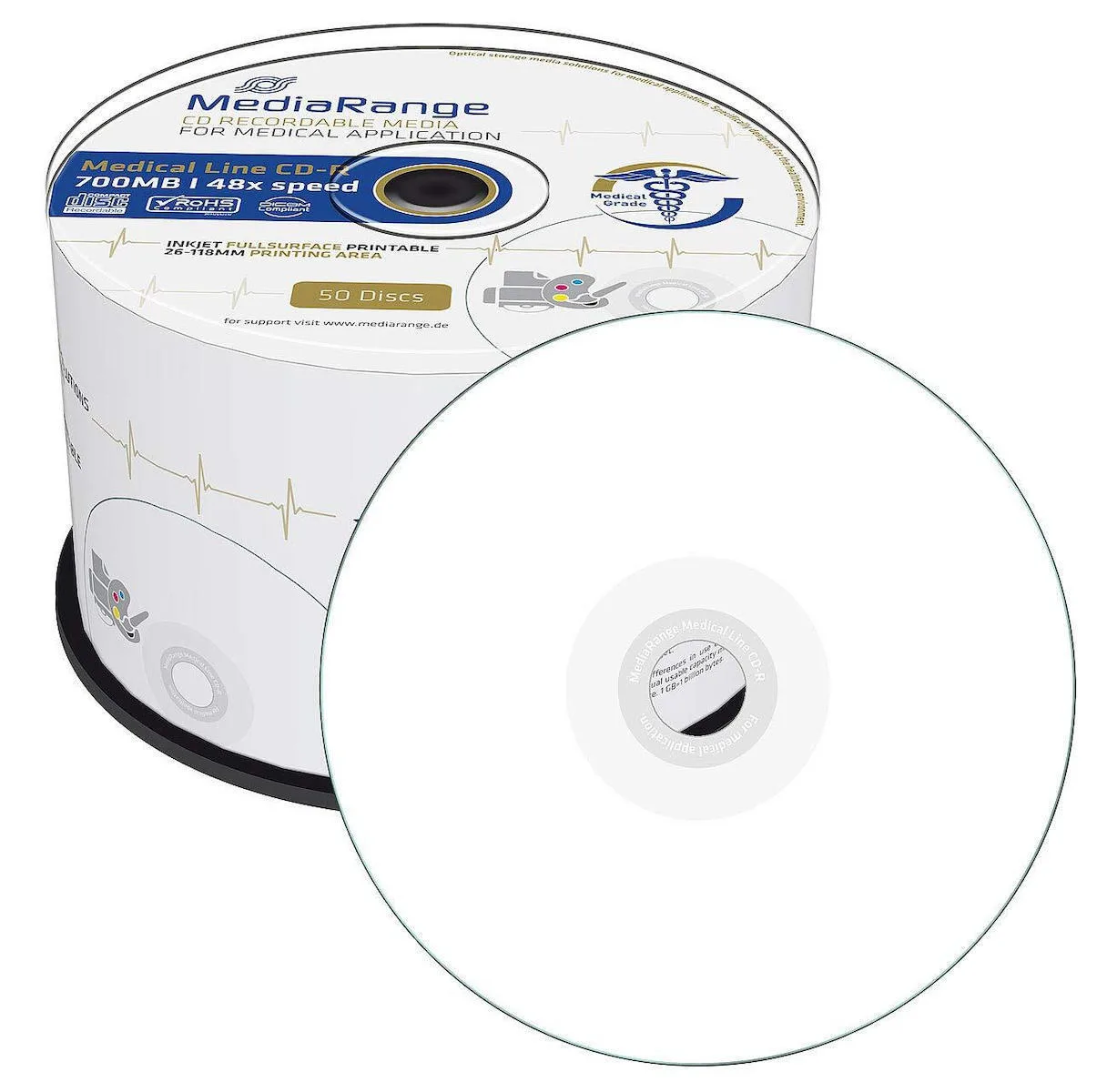MediaRange Εγγράψιμα CD-R 48x Printable 700MB Cake Box 50τμχ (MR229) MediaRange Εγγράψιμα CD-R 48x Printable 700MB Cake Box 50τμχ (MR229) - Image 1