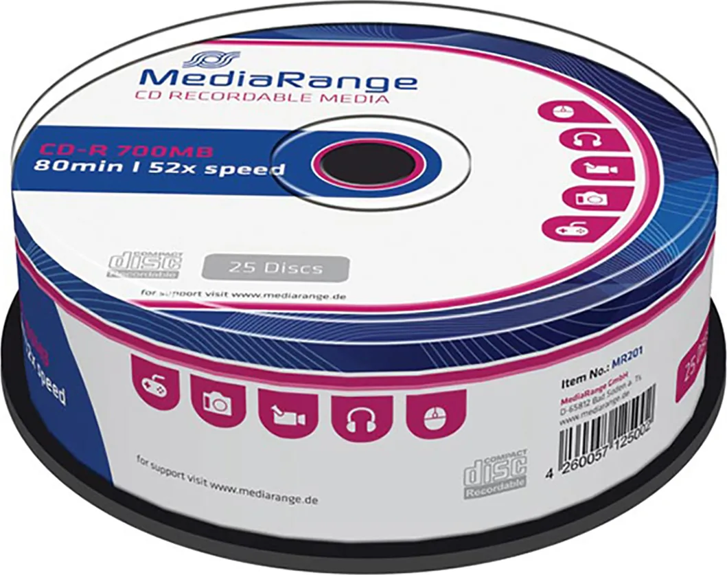 MediaRange Εγγράψιμα CD-R 52x 700MB Cake Box 25τμχ MR201 MediaRange Εγγράψιμα CD-R 52x 700MB Cake Box 25τμχ MR201 - Image 1