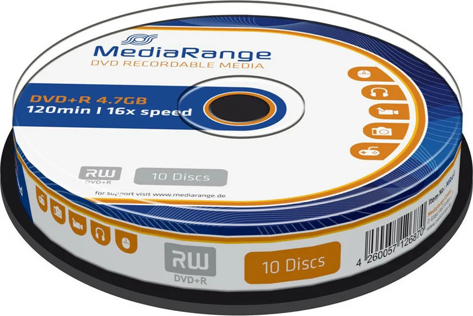MediaRange Εγγράψιμα DVD+R 16x 4.7GB Cake Box 10τμχ MR453 MediaRange Εγγράψιμα DVD+R 16x 4.7GB Cake Box 10τμχ MR453 - Image 1