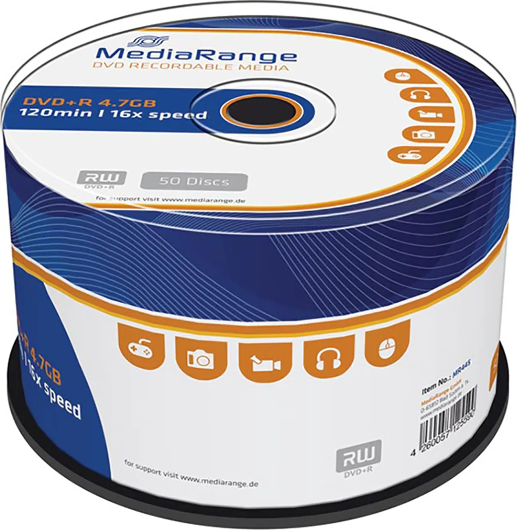 MediaRange Εγγράψιμα DVD+R 16x 4.7GB Cake Box 50τμχ MR445 MediaRange Εγγράψιμα DVD+R 16x 4.7GB Cake Box 50τμχ MR445 - Image 1