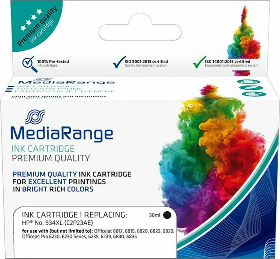 MediaRange Συμβατό Μελάνι Εκτυπωτή InkJet HP 934XL C2P23AE 1000 Σελίδων 58ml Μαύρο MediaRange Συμβατό Μελάνι Εκτυπωτή InkJet HP 934XL C2P23AE 1000 Σελίδων 58ml Μαύρο - Image 1