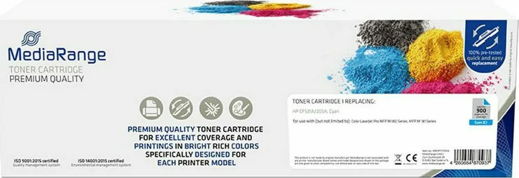 MediaRange Συμβατό Toner για Laser Εκτυπωτή HP 205A CF531A 900 Σελίδων Κυανό MediaRange Συμβατό Toner για Laser Εκτυπωτή HP 205A CF531A 900 Σελίδων Κυανό - Image 1