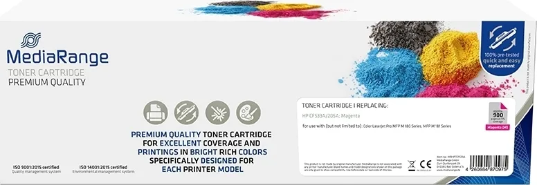 MediaRange Συμβατό Toner για Laser Εκτυπωτή HP 205A CF533A 900 Σελίδων Ματζέντα MediaRange Συμβατό Toner για Laser Εκτυπωτή HP 205A CF533A 900 Σελίδων Ματζέντα - Image 1