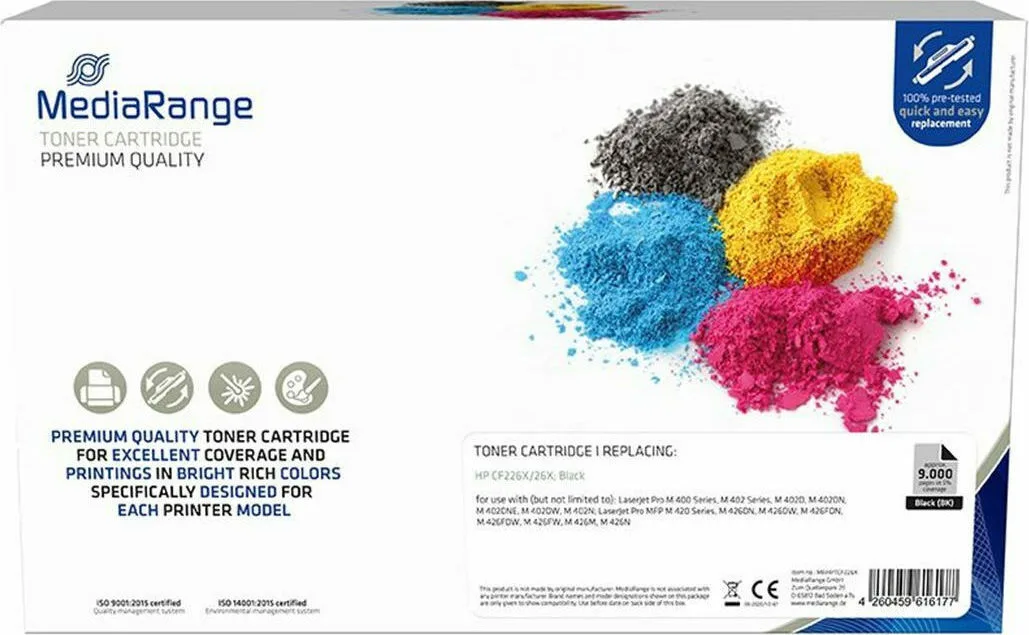 MediaRange Συμβατό Toner για Laser Εκτυπωτή HP 26X CF226X 9000 Σελίδων Μαύρο MediaRange Συμβατό Toner για Laser Εκτυπωτή HP 26X CF226X 9000 Σελίδων Μαύρο - Image 1