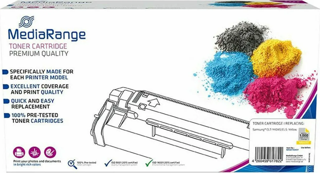 MediaRange Συμβατό Toner για Laser Εκτυπωτή Samsung CLT-Y404S 1000 Σελίδων Κίτρινο MediaRange Συμβατό Toner για Laser Εκτυπωτή Samsung CLT-Y404S 1000 Σελίδων Κίτρινο - Image 1