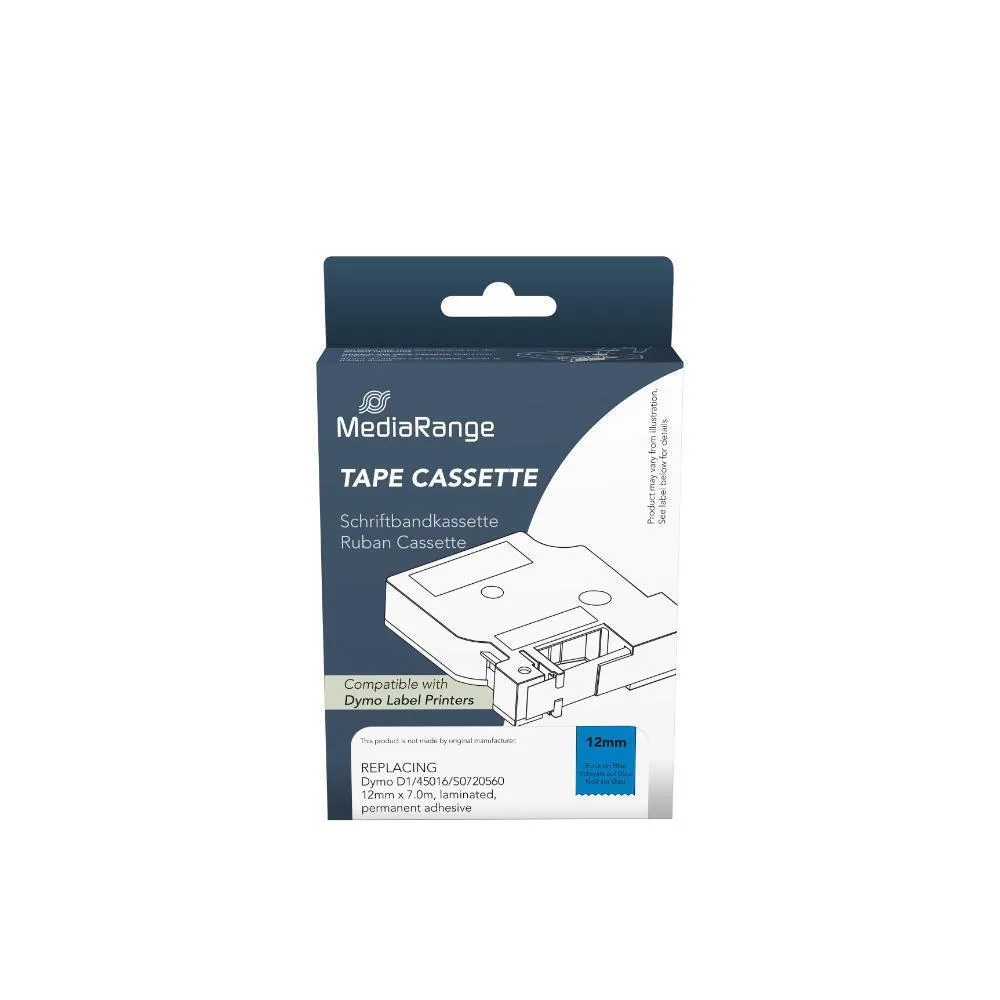 MediaRange Ταινία Ετικετογράφου 1m x 12mm σε Μαύρο Χρώμα MRDY45018 Συμβατή με Dymo D1 MediaRange Ταινία Ετικετογράφου 1m x 12mm σε Μαύρο Χρώμα MRDY45018 Συμβατή με Dymo D1 - Image 1